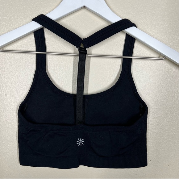 Athleta Black Womens Fitted Seamless Racer Back Sports Bra Size Medium - Picture 5 of 8